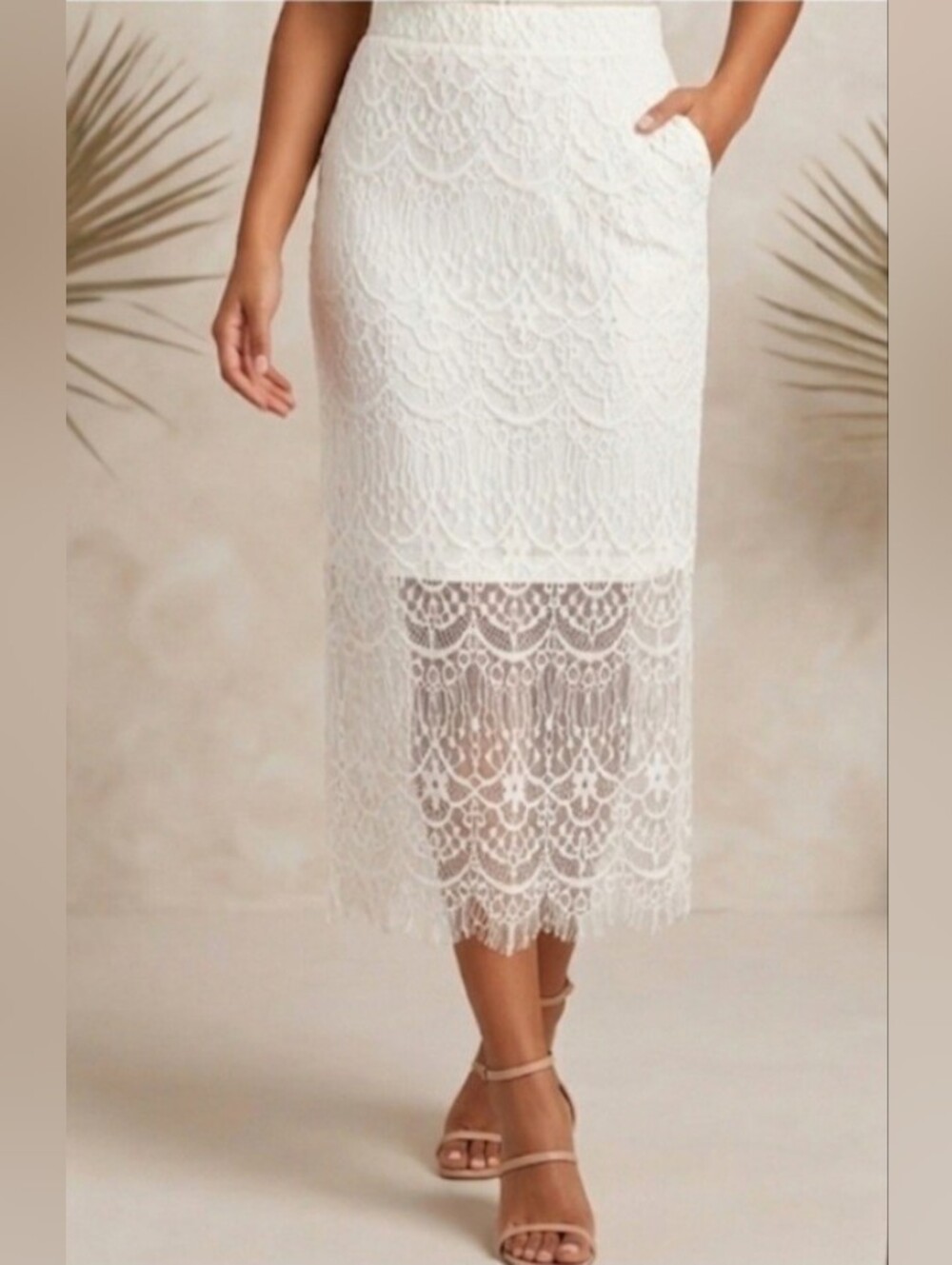 Skirt White Lace Pencil Skirt  Size M NWT